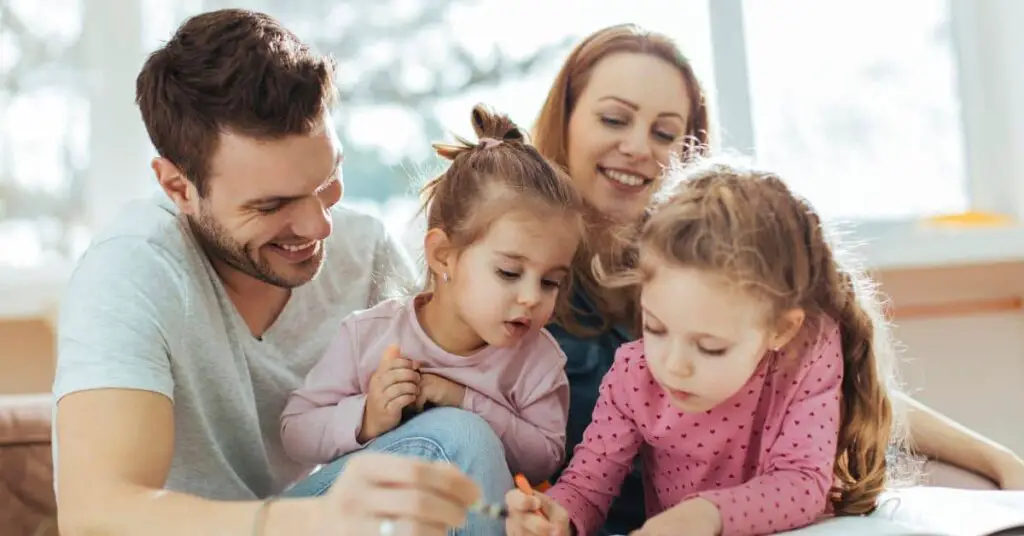 Parents playing with kids